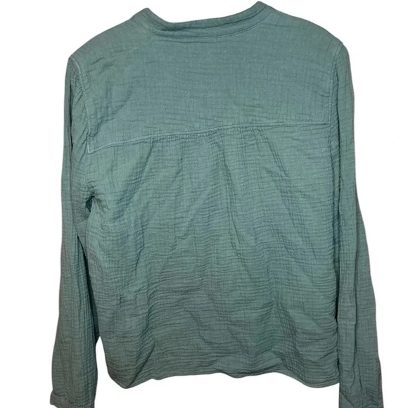 J.Crew Women's Size L Soft Gauze LS Fresco Top Popover Utility Green - Picture 2 of 6